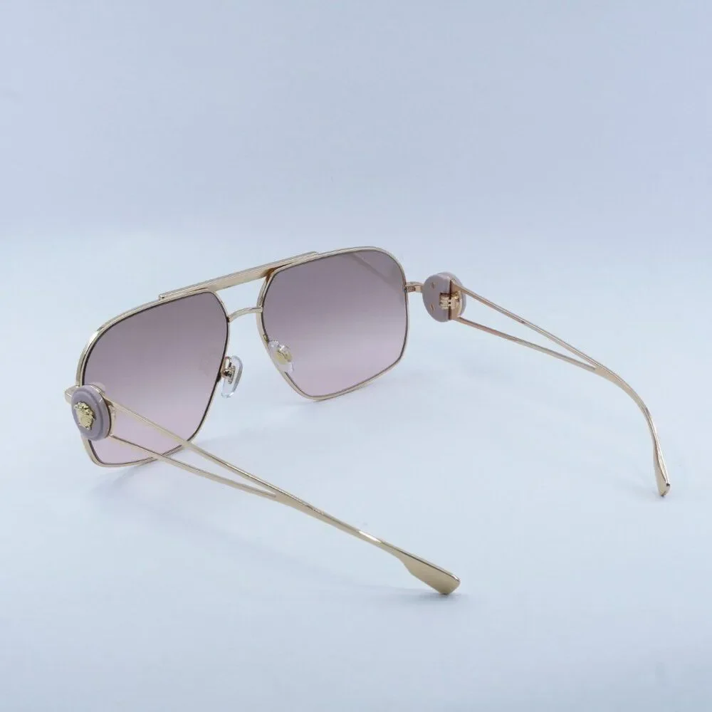 Versace VE2269 10027E Sunglasses Gold Geometric Frame, Pink Mirror Lenses - Picture 9 of 14